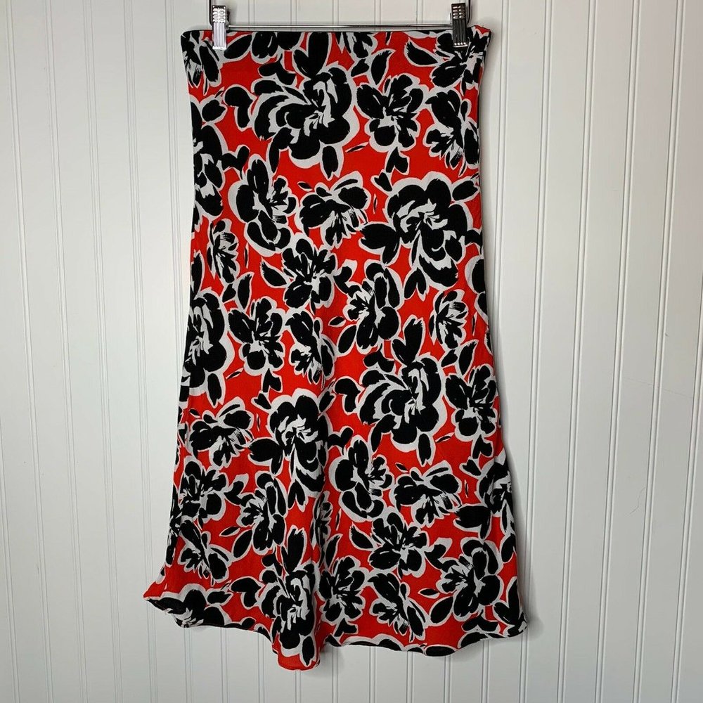 Leith red black white floral lined elastic size M